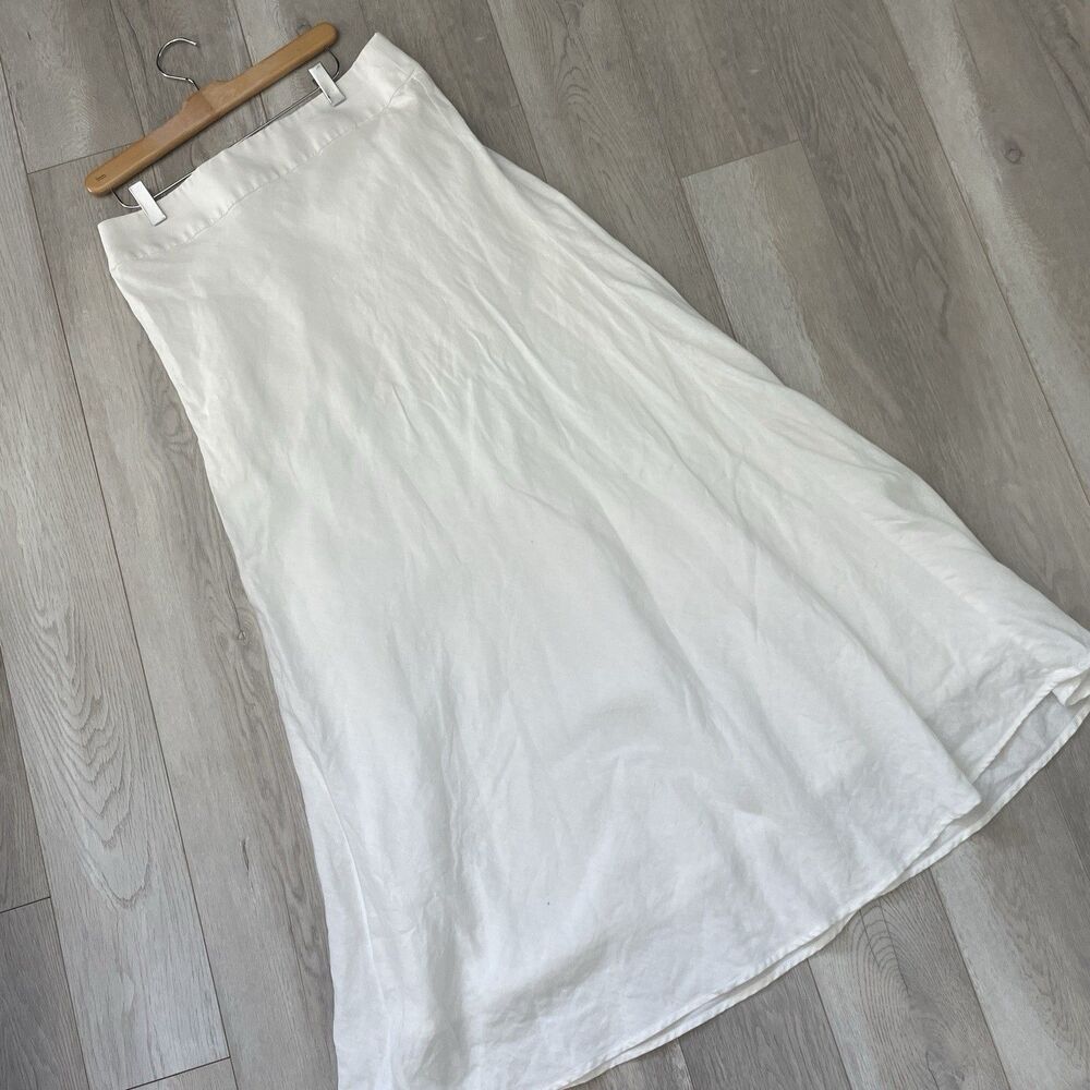 Banana Republic Skirt linen maxi womens White size 10 minimalist classic coastal